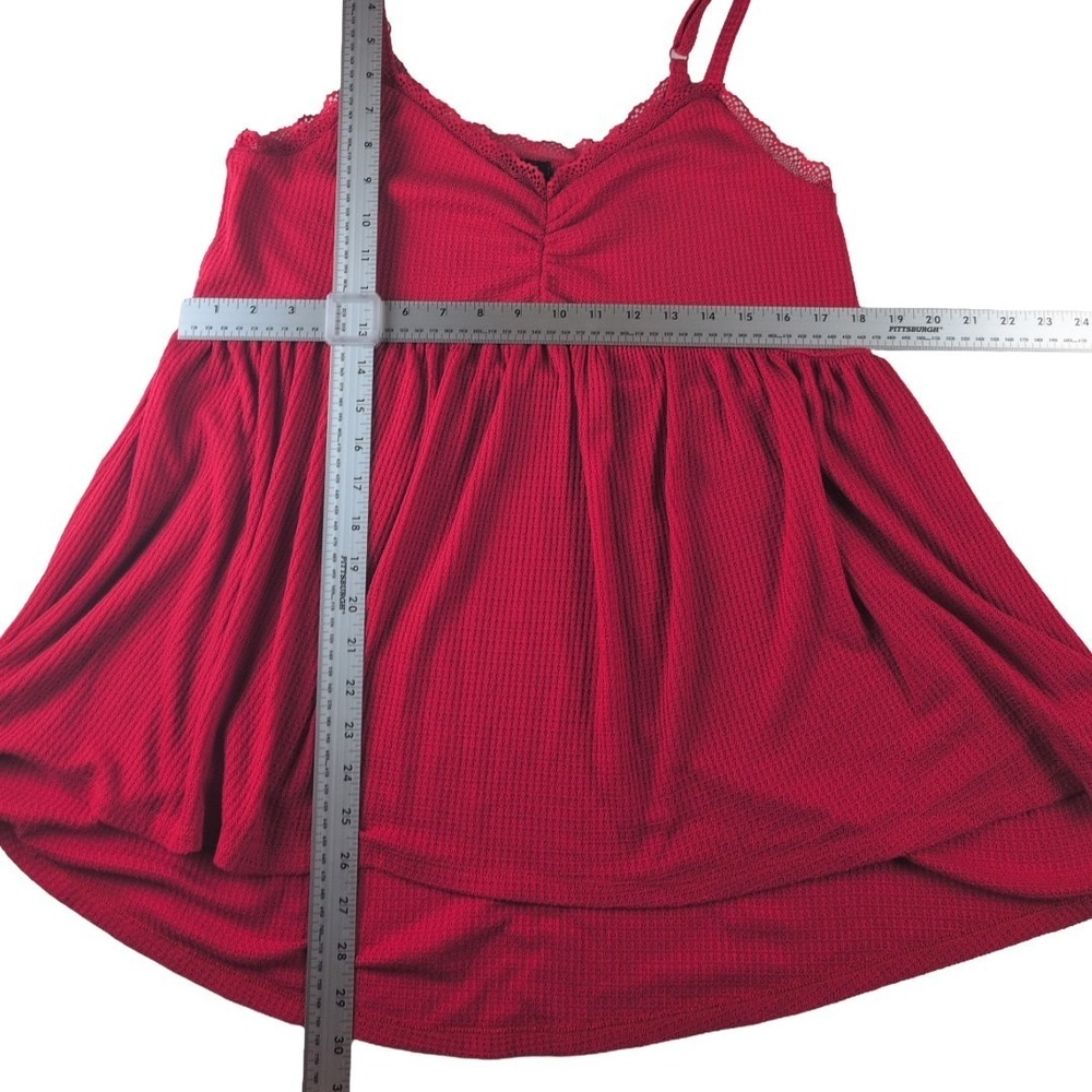 Torrid Women' Red Babydoll Cami Waffle Knit Lace Adjustable Straps 00 10/12 - Picture 6 of 7